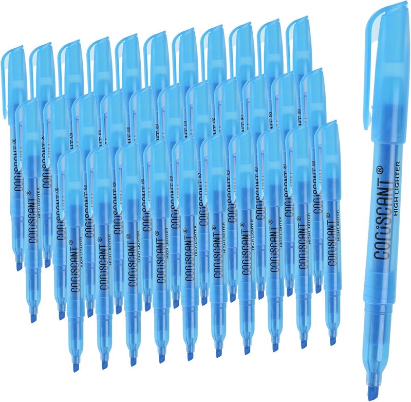 coruscant Blue Highlighters Bright Colors,32 Packs, Chisel Tip Marking, Quick Drying,No Bleed for Teacher Kids Organizing and Coloring in the Home, School, Office - Image 1